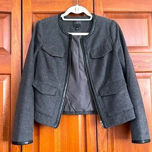 The Limited Leather Trim Wool Blazer